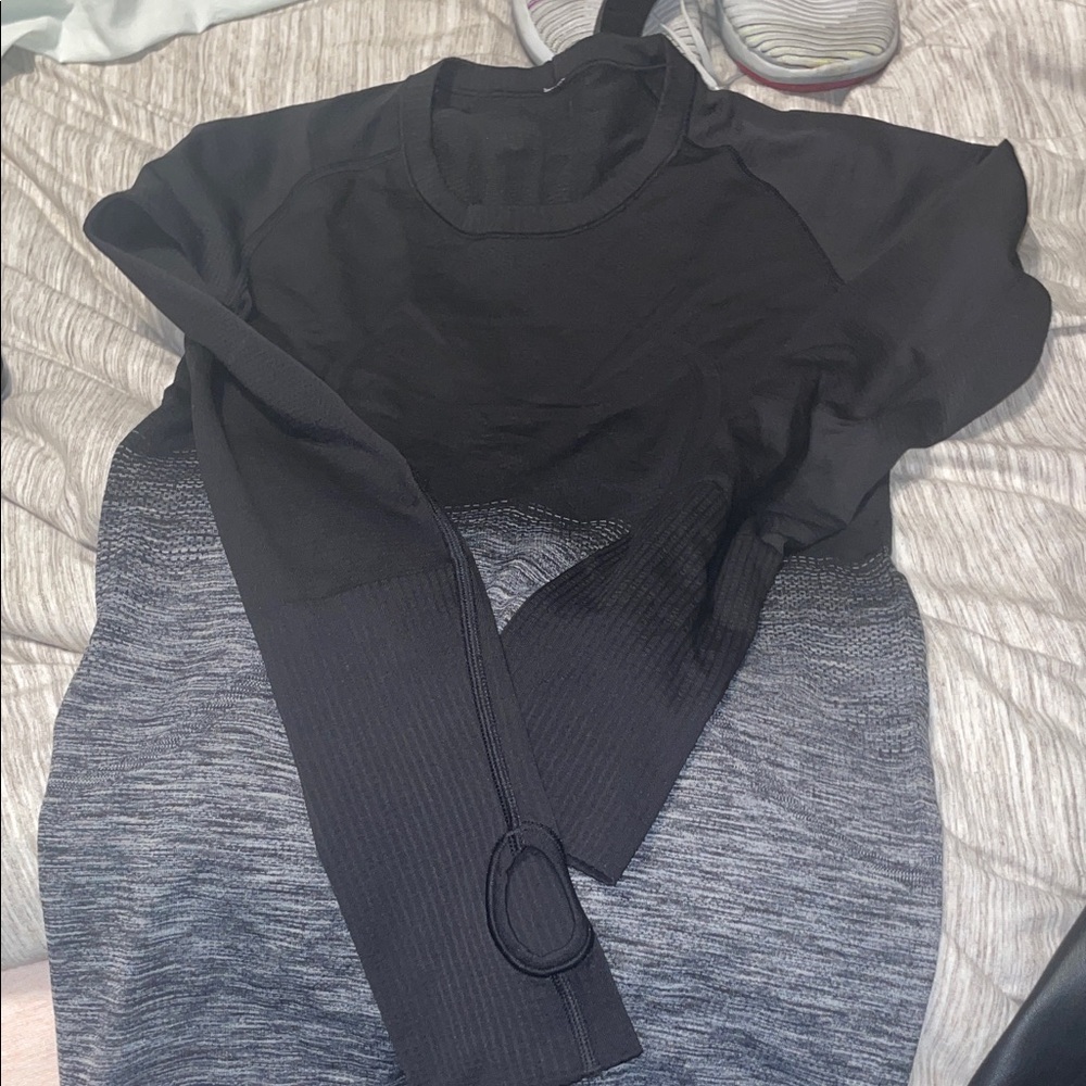 lululemon athletica Black and Gray Long-Sleeve Active Top
